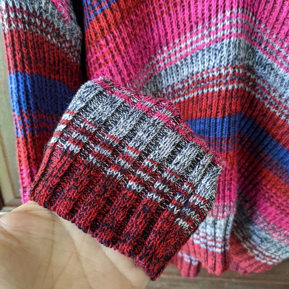 EXPRESS Striped Split Back V-Neck Sweater Size M - Picture 6 of 11